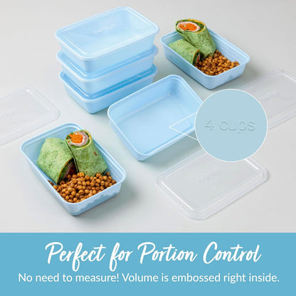 Prep Meal Prep Containers with Lids, 20 Piece, PFAS & BPA-Free | 4-Cup Capacity, Portion Control, Stackable, Microwave, Freezer & Dishwasher-Safe, Reusable (Mint)