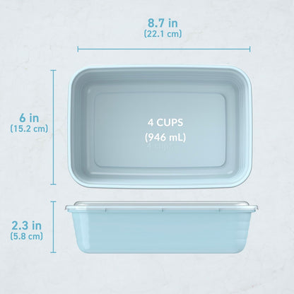 Prep Meal Prep Containers with Lids, 20 Piece, PFAS & BPA-Free | 4-Cup Capacity, Portion Control, Stackable, Microwave, Freezer & Dishwasher-Safe, Reusable (Mint)