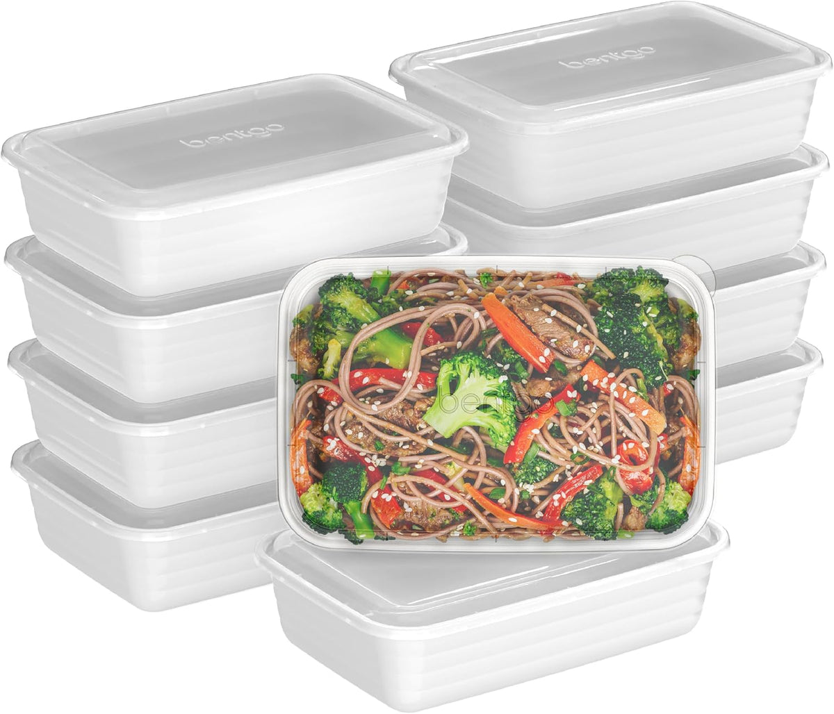 Prep Meal Prep Containers with Lids, 20 Piece, PFAS & BPA-Free | 4-Cup Capacity, Portion Control, Stackable, Microwave, Freezer & Dishwasher-Safe, Reusable (Mint)