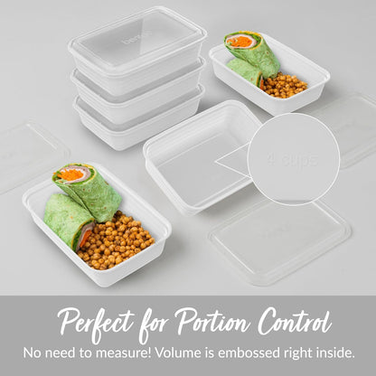 Prep Meal Prep Containers with Lids, 20 Piece, PFAS & BPA-Free | 4-Cup Capacity, Portion Control, Stackable, Microwave, Freezer & Dishwasher-Safe, Reusable (Mint)