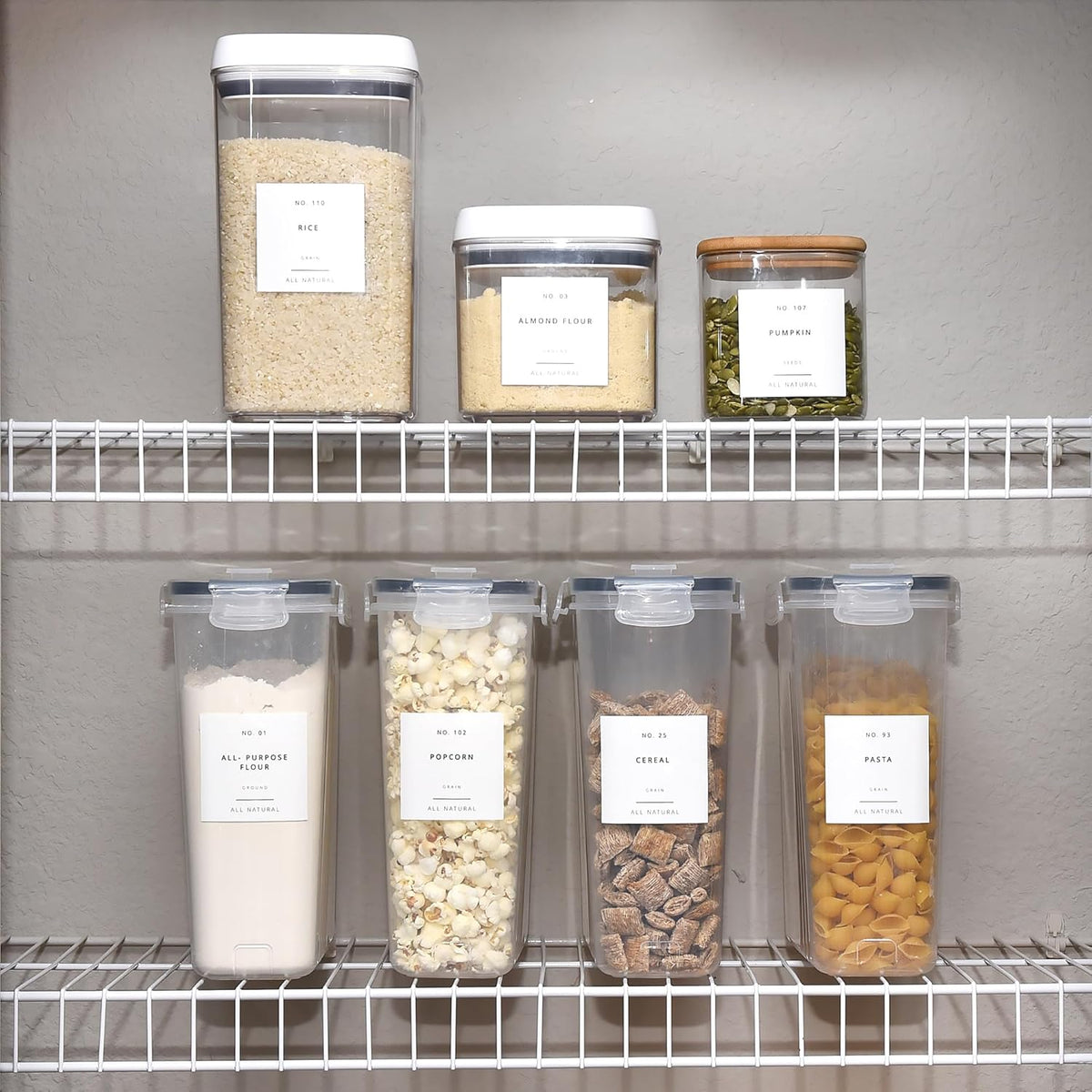 Pantry Labels for Food Containers 179 Labels Set | Pre-Printed Stickers | 2 Sizes | |Best by Date |Waterproof Pantry Stickers for Minimalist Kitchen Organization, Jars and Bottles