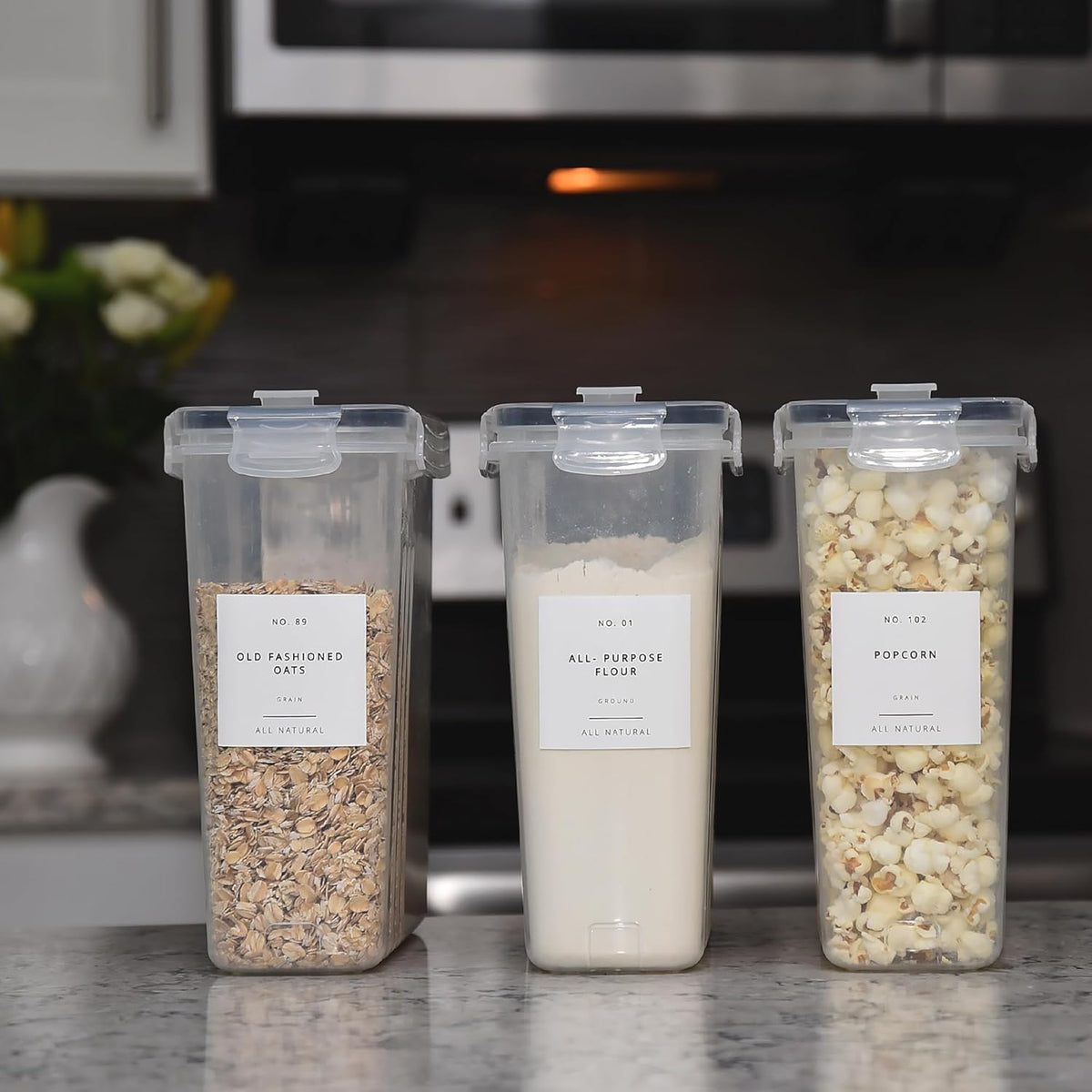 Pantry Labels for Food Containers 179 Labels Set | Pre-Printed Stickers | 2 Sizes | |Best by Date |Waterproof Pantry Stickers for Minimalist Kitchen Organization, Jars and Bottles