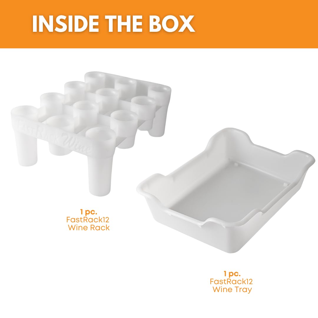 FASTFERMENT - 12-Bottle Drying Rack & Tray| Bottle Drying Tree Alternative | Dry & Store your Wine or Bomber/Belgian Bottles | Stackable | White | Dishwasher Safe | Home Brewing Supplies