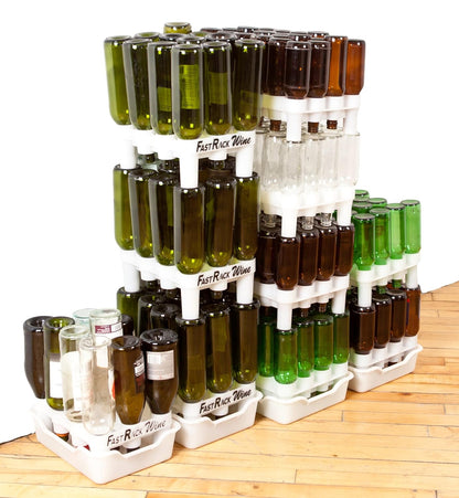 FASTFERMENT - 12-Bottle Drying Rack & Tray| Bottle Drying Tree Alternative | Dry & Store your Wine or Bomber/Belgian Bottles | Stackable | White | Dishwasher Safe | Home Brewing Supplies