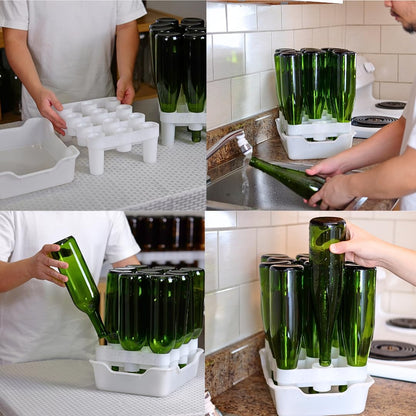 FASTFERMENT - 12-Bottle Drying Rack & Tray| Bottle Drying Tree Alternative | Dry & Store your Wine or Bomber/Belgian Bottles | Stackable | White | Dishwasher Safe | Home Brewing Supplies