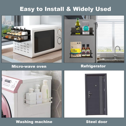 Magnetic Spice Rack, Easy to Install on The Side of Refrigerator/Space Saving Kitchen Organization Shelf Organizer for Cabinet