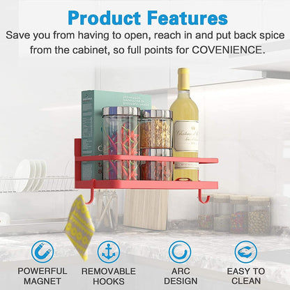 Magnetic Spice Rack, Easy to Install on The Side of Refrigerator/Space Saving Kitchen Organization Shelf Organizer for Cabinet