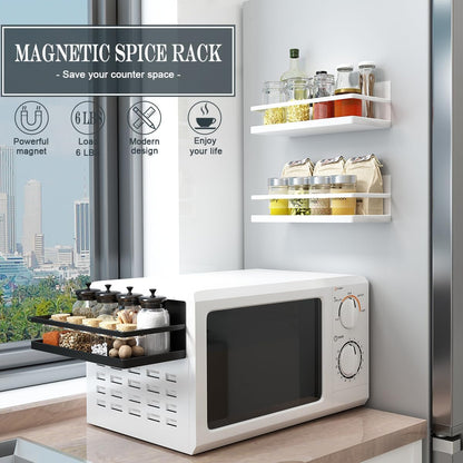 Magnetic Spice Rack, Easy to Install on The Side of Refrigerator/Space Saving Kitchen Organization Shelf Organizer for Cabinet