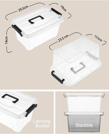 Storage Bins with Lids,7Qt Clear Stackable Storage Containers With Lids Buckle Latches.Perfect for LEGO, Crafts, Office Supplies, and Dorm Room Organization,6-Pack (Clear)