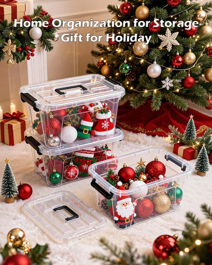 Storage Bins with Lids,7Qt Clear Stackable Storage Containers With Lids Buckle Latches.Perfect for LEGO, Crafts, Office Supplies, and Dorm Room Organization,6-Pack (Clear)