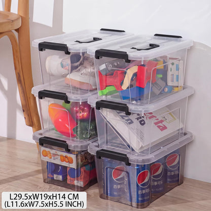 Storage Bins with Lids,7Qt Clear Stackable Storage Containers With Lids Buckle Latches.Perfect for LEGO, Crafts, Office Supplies, and Dorm Room Organization,6-Pack (Clear)