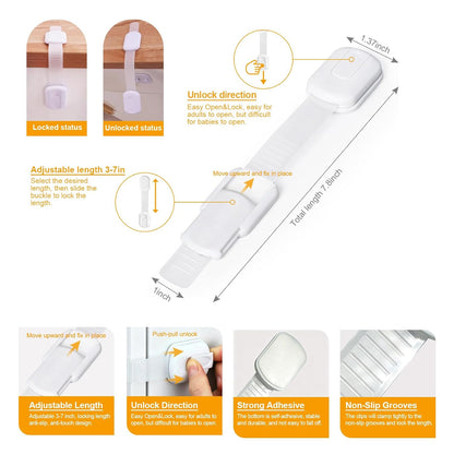 10 Pack Cabinet Locks Baby Proofing, Multi-Purpose Child Safety Locks