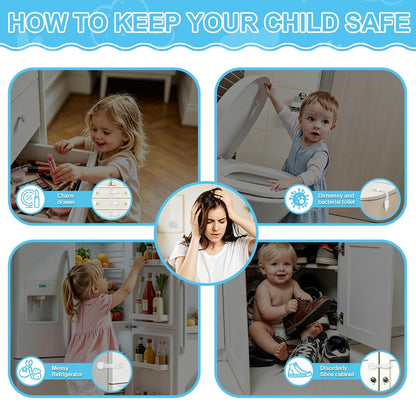10 Pack Cabinet Locks Baby Proofing, Multi-Purpose Child Safety Locks