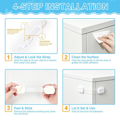 10 Pack Cabinet Locks Baby Proofing, Multi-Purpose Child Safety Locks