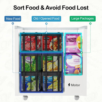 Freezer Organizer Bins - Large Baskets for 5 to 7 Cu.Ft | Fabric and Stainless Steel Frame, Easy Access Handles, Stackable Storage, Sorts Frozen Meat Vegetables Without Digging, Home