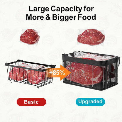 Freezer Organizer Bins - Large Baskets for 5 to 7 Cu.Ft | Fabric and Stainless Steel Frame, Easy Access Handles, Stackable Storage, Sorts Frozen Meat Vegetables Without Digging, Home