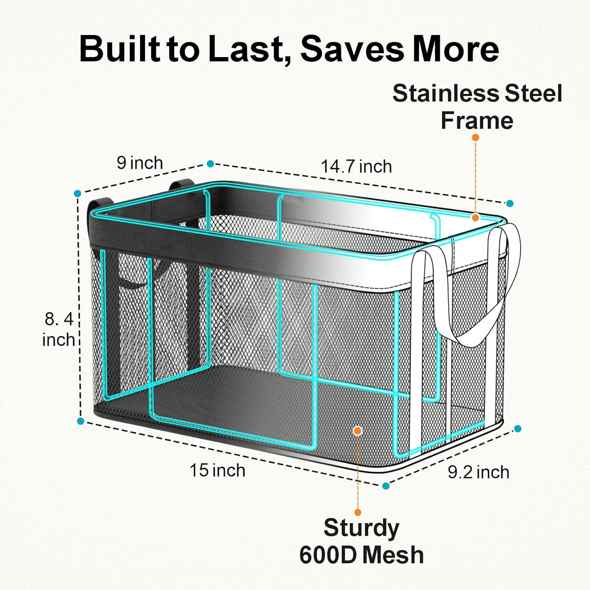 Freezer Organizer Bins - Large Baskets for 5 to 7 Cu.Ft | Fabric and Stainless Steel Frame, Easy Access Handles, Stackable Storage, Sorts Frozen Meat Vegetables Without Digging, Home
