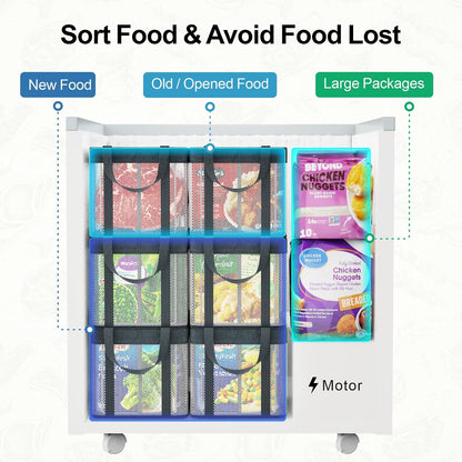 Freezer Organizer Bins - Large Baskets for 5 to 7 Cu.Ft | Fabric and Stainless Steel Frame, Easy Access Handles, Stackable Storage, Sorts Frozen Meat Vegetables Without Digging, Home