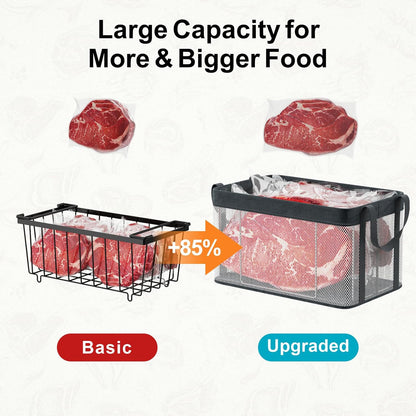 Freezer Organizer Bins - Large Baskets for 5 to 7 Cu.Ft | Fabric and Stainless Steel Frame, Easy Access Handles, Stackable Storage, Sorts Frozen Meat Vegetables Without Digging, Home