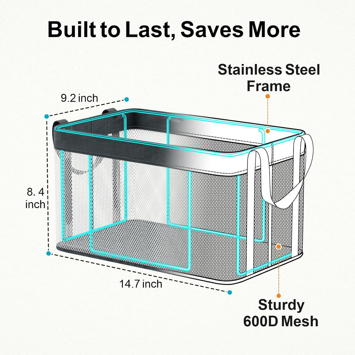 Freezer Organizer Bins - Large Baskets for 5 to 7 Cu.Ft | Fabric and Stainless Steel Frame, Easy Access Handles, Stackable Storage, Sorts Frozen Meat Vegetables Without Digging, Home