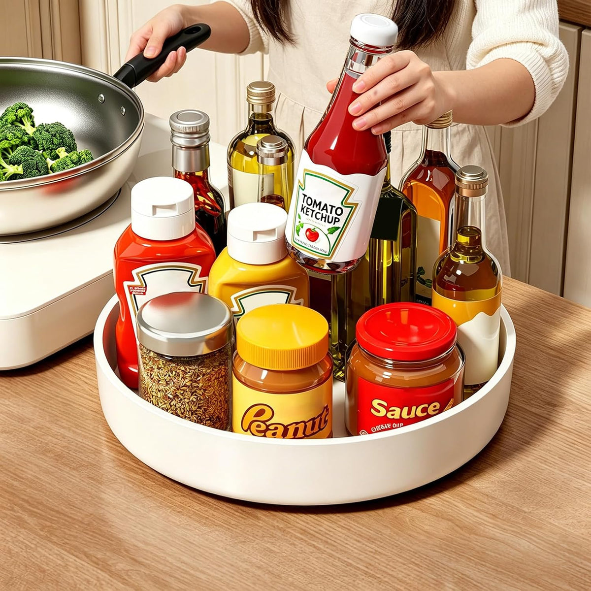 Lazy Susan Organizer Turntable, 11.8" Rotating Spice Rack Organization with Non-Slip Base & Raised Lip, Pantry Organizers and Storage for Cabinet, Kitchen, Bathroom, Countertop, Refrigerator