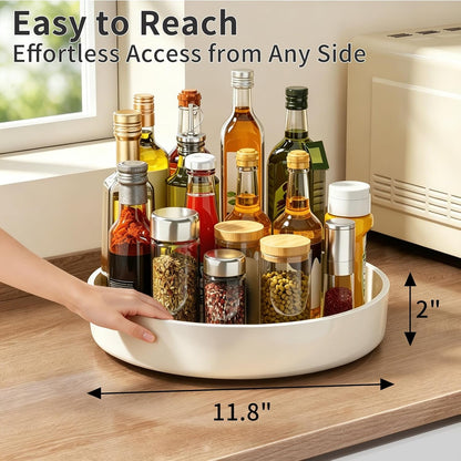 Lazy Susan Organizer Turntable, 11.8" Rotating Spice Rack Organization with Non-Slip Base & Raised Lip, Pantry Organizers and Storage for Cabinet, Kitchen, Bathroom, Countertop, Refrigerator