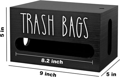 Wooden Trash Bag Dispenser Organizer with Lid for Kitchen,Under Sink Holder | Sturdy Wood Construction, Fits Under Sink or Countertop, Easy Pull-out Dispensing,Decorative Kitchen Accessory