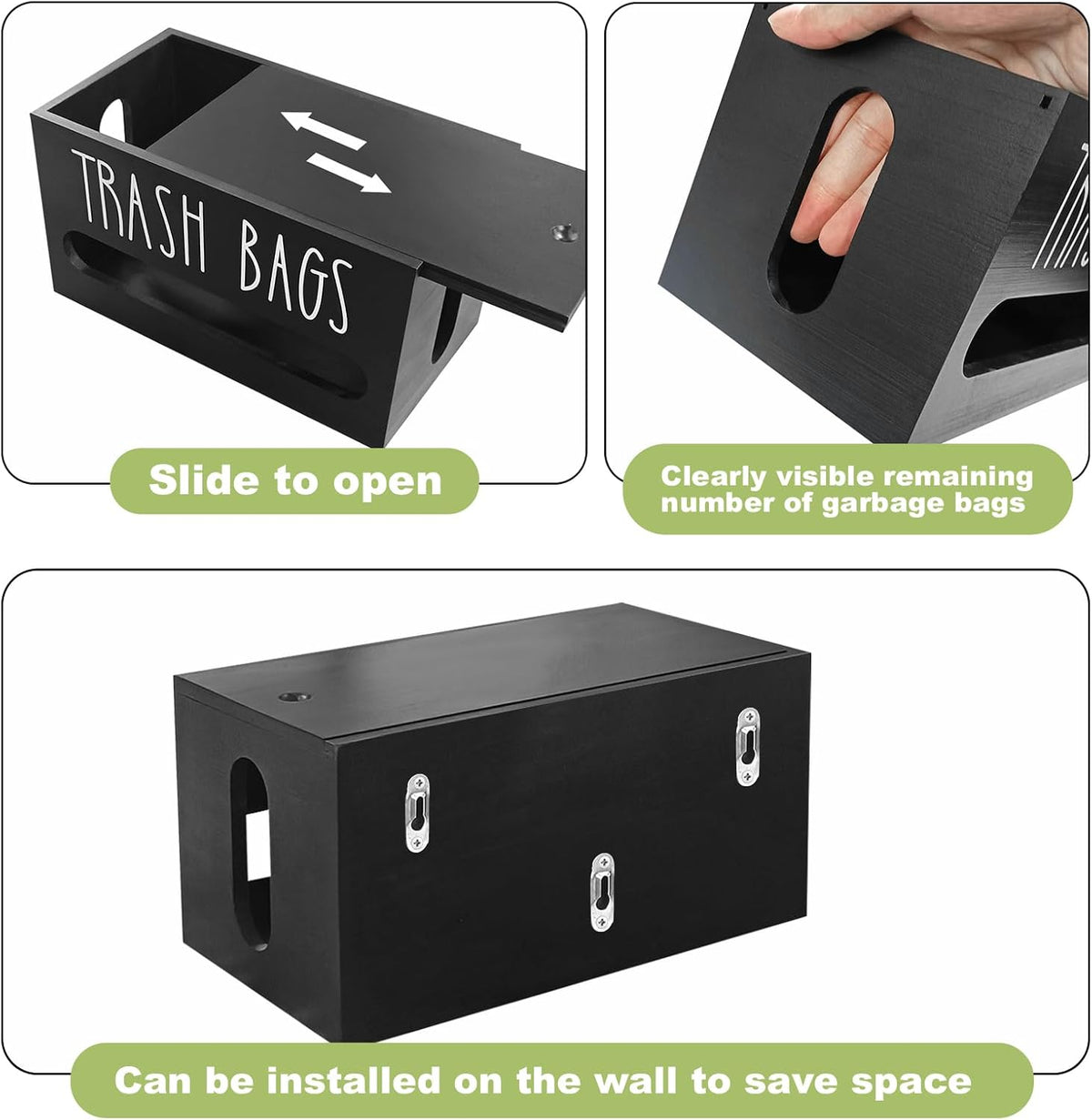 Wooden Trash Bag Dispenser Organizer with Lid for Kitchen,Under Sink Holder | Sturdy Wood Construction, Fits Under Sink or Countertop, Easy Pull-out Dispensing,Decorative Kitchen Accessory