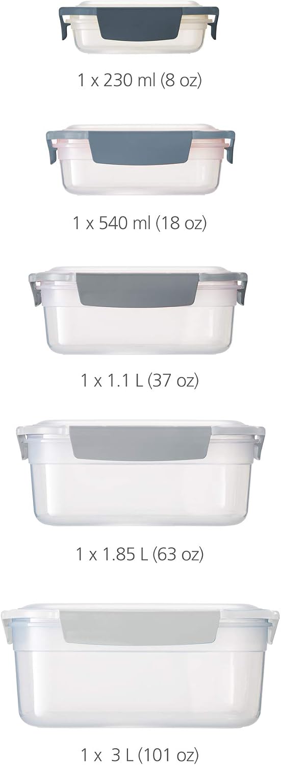 Nest Lock Plastic BPA Free Food Storage Container Set with Lockable Airtight Leakproof Lids, Multi-Color
