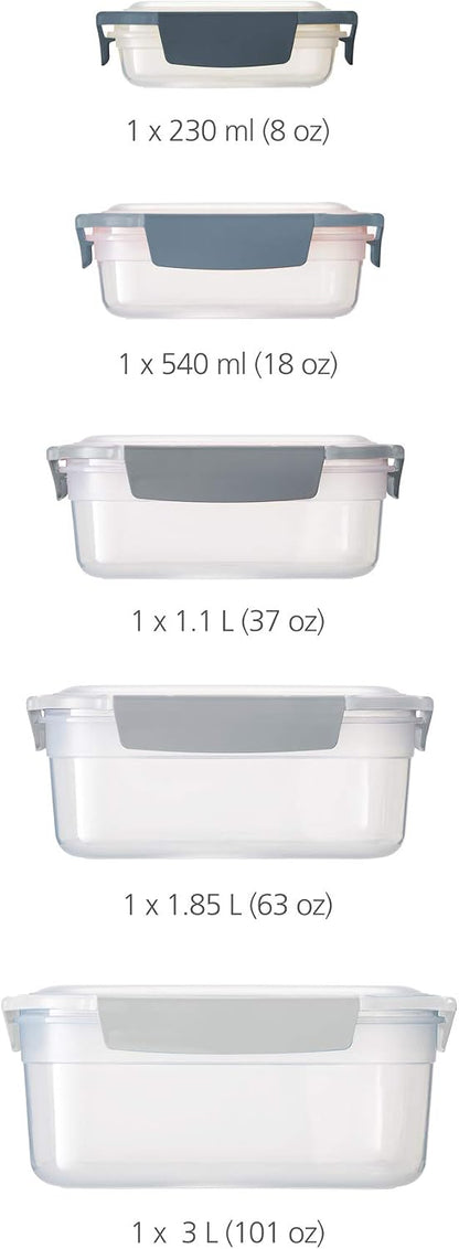 Nest Lock Plastic BPA Free Food Storage Container Set with Lockable Airtight Leakproof Lids, Multi-Color