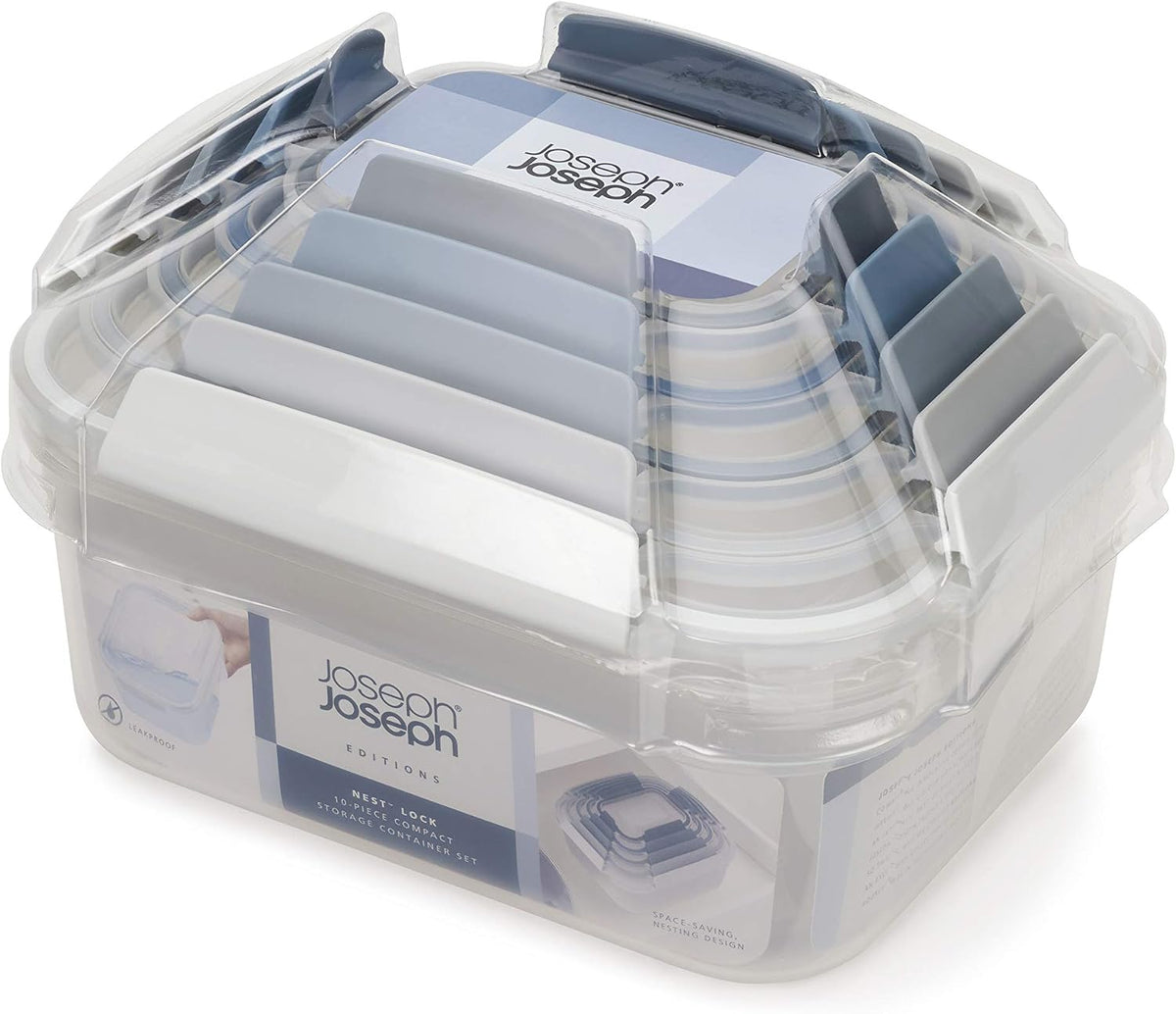 Nest Lock Plastic BPA Free Food Storage Container Set with Lockable Airtight Leakproof Lids, Multi-Color
