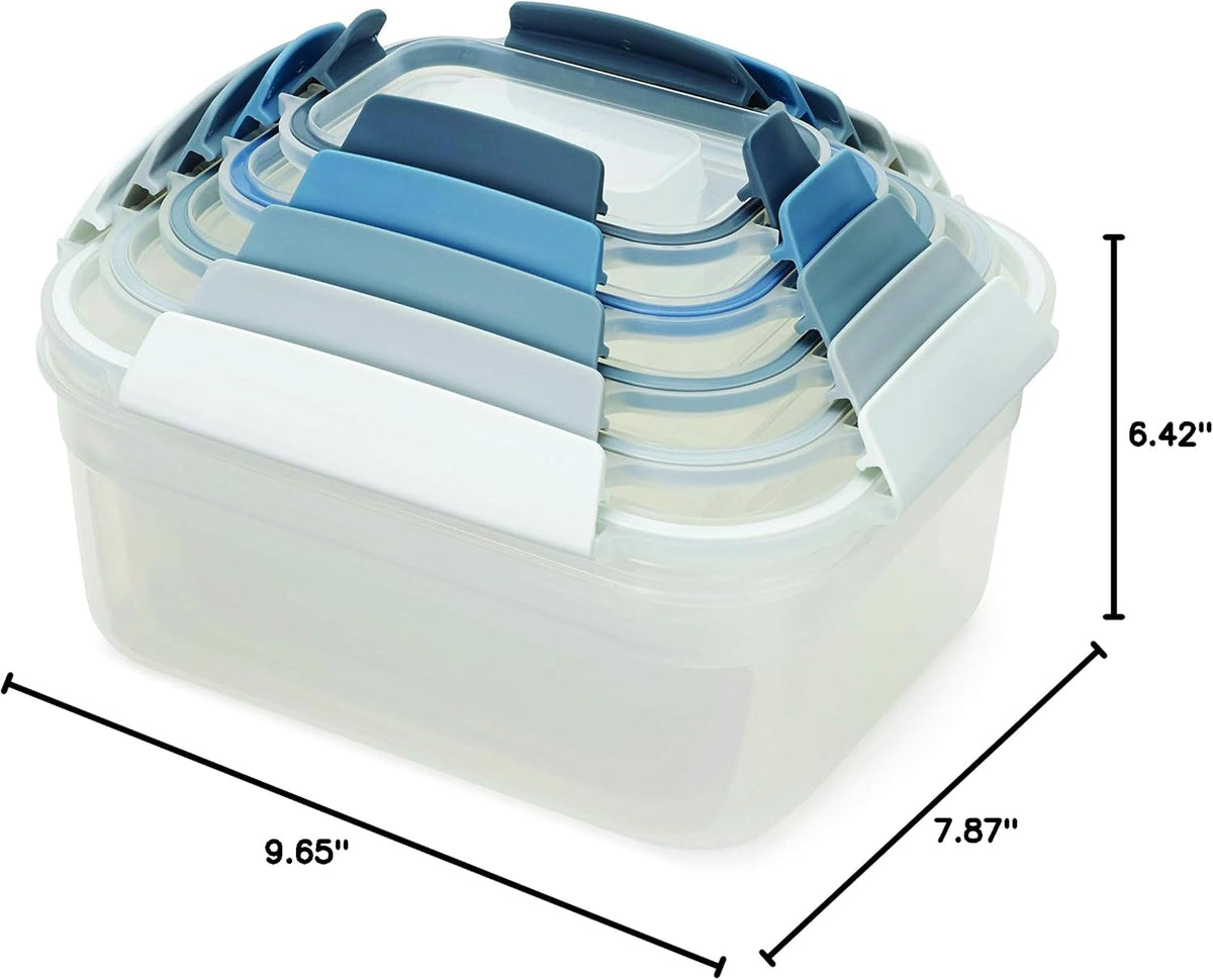 Nest Lock Plastic BPA Free Food Storage Container Set with Lockable Airtight Leakproof Lids, Multi-Color