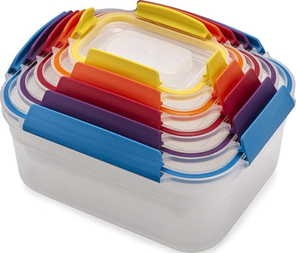 Nest Lock Plastic BPA Free Food Storage Container Set with Lockable Airtight Leakproof Lids, Multi-Color