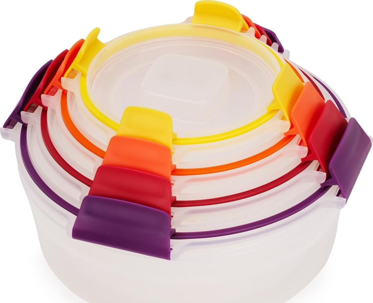 Nest Lock Plastic BPA Free Food Storage Container Set with Lockable Airtight Leakproof Lids, Multi-Color