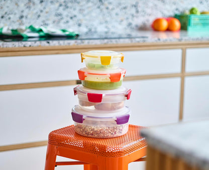 Nest Lock Plastic BPA Free Food Storage Container Set with Lockable Airtight Leakproof Lids, Multi-Color