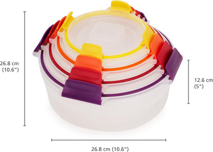 Nest Lock Plastic BPA Free Food Storage Container Set with Lockable Airtight Leakproof Lids, Multi-Color
