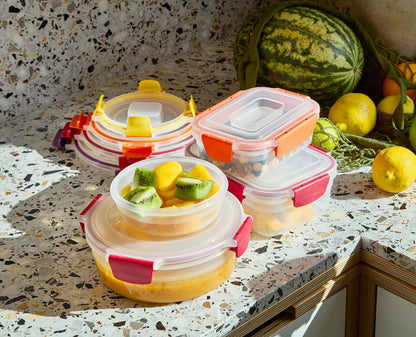 Nest Lock Plastic BPA Free Food Storage Container Set with Lockable Airtight Leakproof Lids, Multi-Color