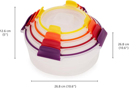 Nest Lock Plastic BPA Free Food Storage Container Set with Lockable Airtight Leakproof Lids, Multi-Color