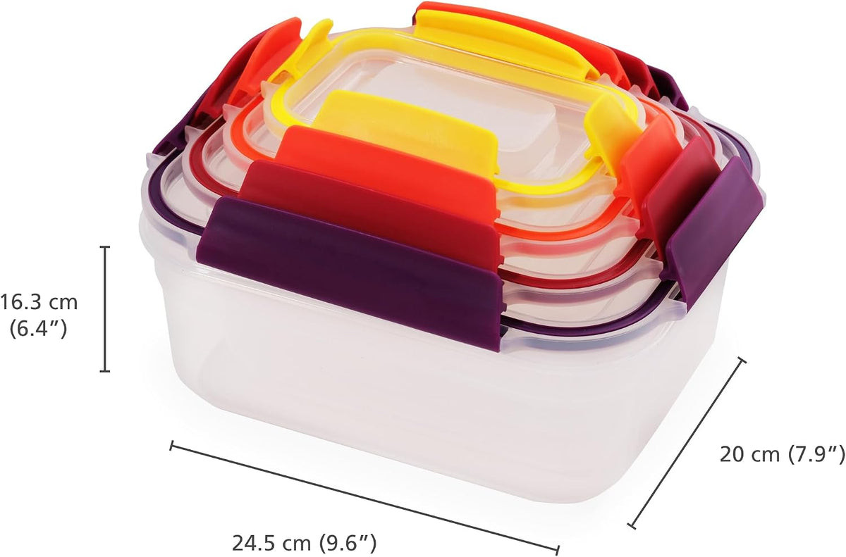 Nest Lock Plastic BPA Free Food Storage Container Set with Lockable Airtight Leakproof Lids, Multi-Color