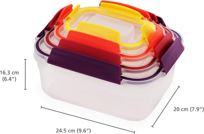 Nest Lock Plastic BPA Free Food Storage Container Set with Lockable Airtight Leakproof Lids, Multi-Color