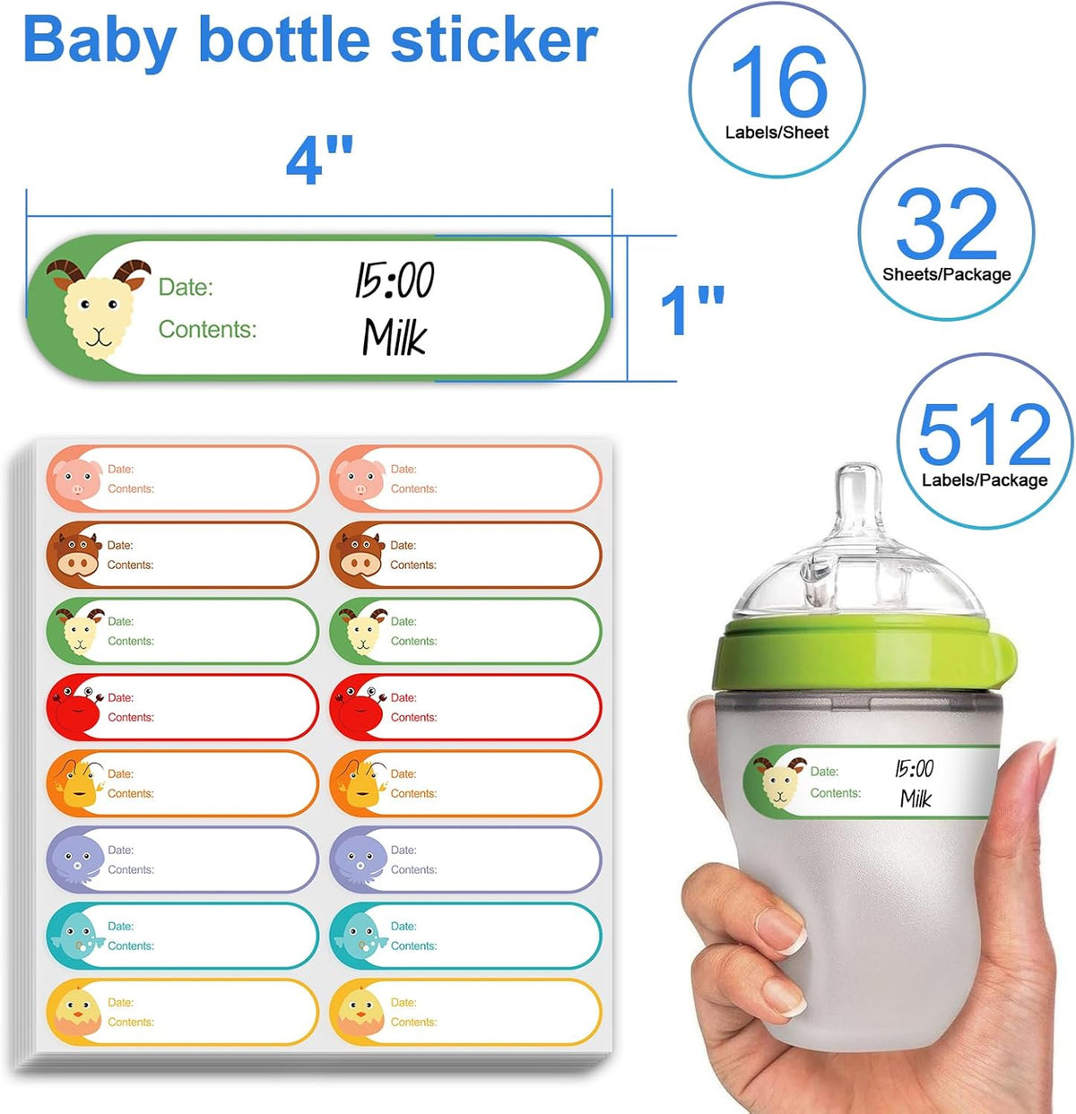 500 Pcs 1" x 3" Freezer Refrigerator Food Labels, Removable Adhesive, Water Oil Resistant, No Residue Food Storage Containers Labels Perfect for Monitoring Your Food in Kitchen