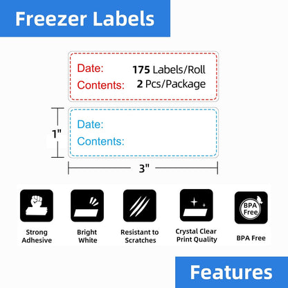 500 Pcs 1" x 3" Freezer Refrigerator Food Labels, Removable Adhesive, Water Oil Resistant, No Residue Food Storage Containers Labels Perfect for Monitoring Your Food in Kitchen