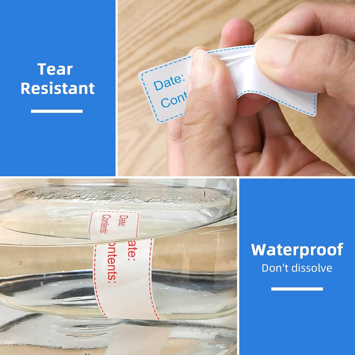 500 Pcs 1" x 3" Freezer Refrigerator Food Labels, Removable Adhesive, Water Oil Resistant, No Residue Food Storage Containers Labels Perfect for Monitoring Your Food in Kitchen