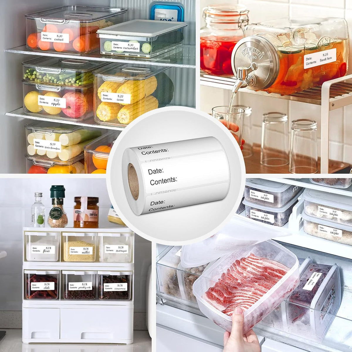 500 Pcs 1" x 3" Freezer Refrigerator Food Labels, Removable Adhesive, Water Oil Resistant, No Residue Food Storage Containers Labels Perfect for Monitoring Your Food in Kitchen