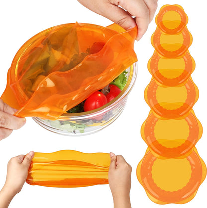 Silicone Stretch Lids for Food Storage in Fridge, Reusable Elastic Bowl Covers for Cup, Cans, Jars, Round & Rectangle Container, Food Grade Silicone Microwave Food Cover, Heat-Resistant