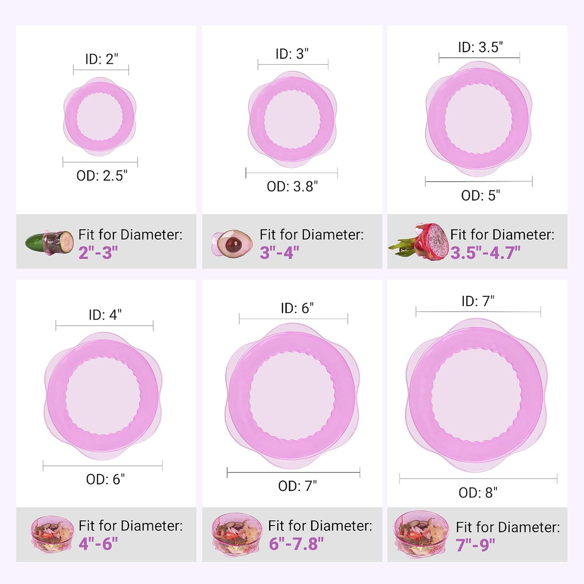 Silicone Stretch Lids for Food Storage in Fridge, Reusable Elastic Bowl Covers for Cup, Cans, Jars, Round & Rectangle Container, Food Grade Silicone Microwave Food Cover, Heat-Resistant