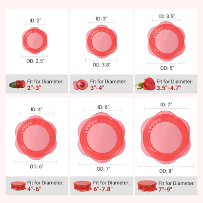 Silicone Stretch Lids for Food Storage in Fridge, Reusable Elastic Bowl Covers for Cup, Cans, Jars, Round & Rectangle Container, Food Grade Silicone Microwave Food Cover, Heat-Resistant