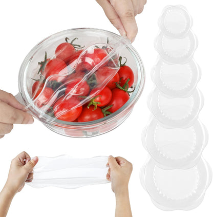 Silicone Stretch Lids for Food Storage in Fridge, Reusable Elastic Bowl Covers for Cup, Cans, Jars, Round & Rectangle Container, Food Grade Silicone Microwave Food Cover, Heat-Resistant