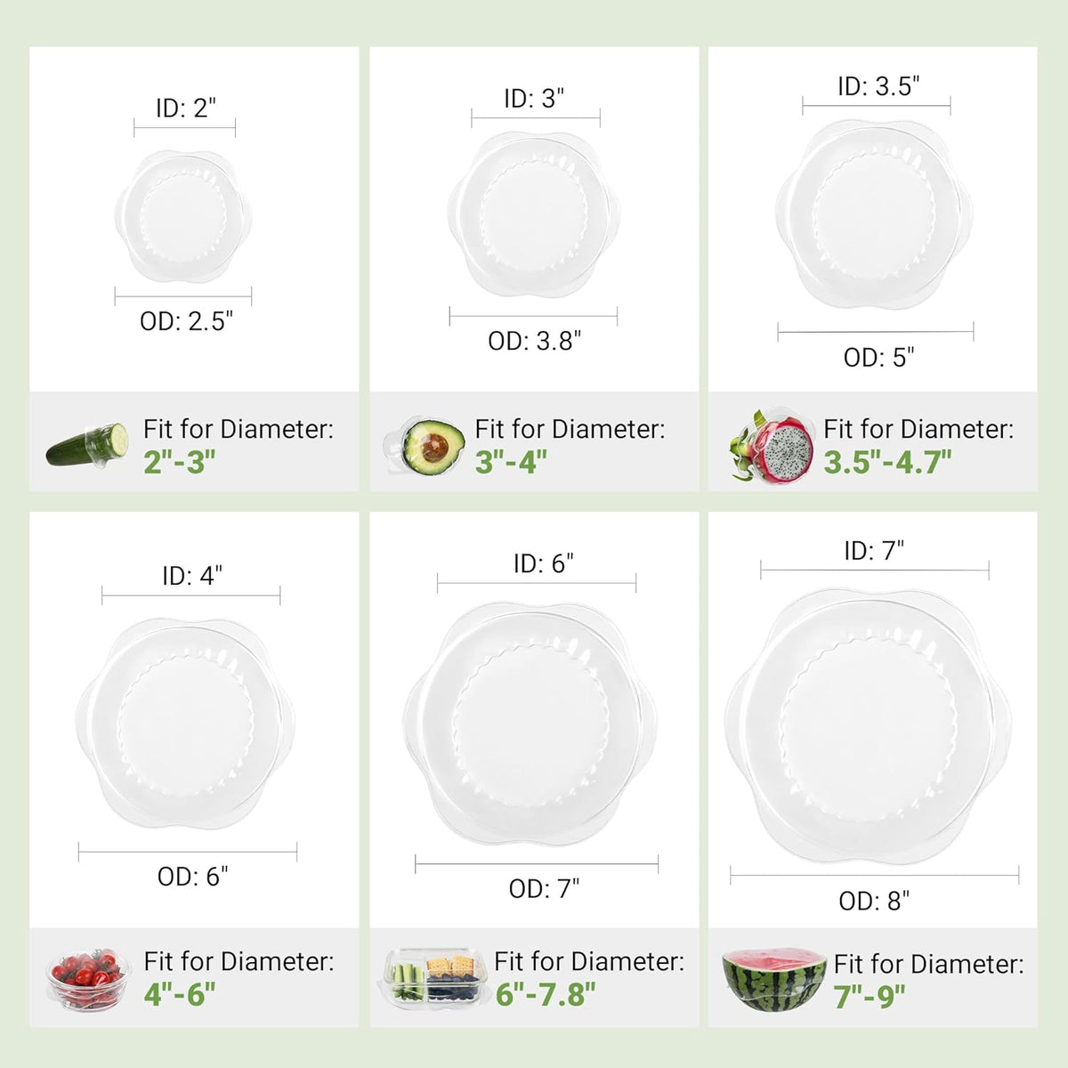 Silicone Stretch Lids for Food Storage in Fridge, Reusable Elastic Bowl Covers for Cup, Cans, Jars, Round & Rectangle Container, Food Grade Silicone Microwave Food Cover, Heat-Resistant