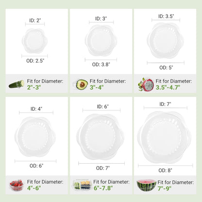 Silicone Stretch Lids for Food Storage in Fridge, Reusable Elastic Bowl Covers for Cup, Cans, Jars, Round & Rectangle Container, Food Grade Silicone Microwave Food Cover, Heat-Resistant